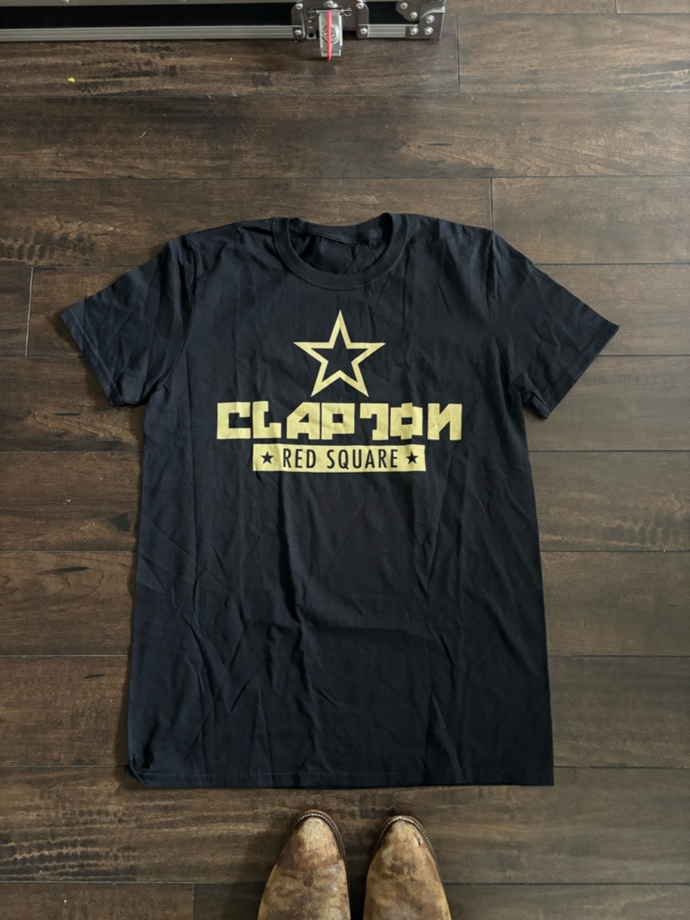 Y2K Eric Clapton Red Square Black Graphic Tee